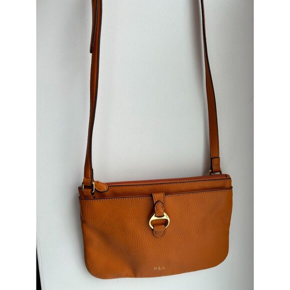 Ralph Lauren Orange Leather Crossbody Bag With Gold Hardware & Adjustable Strap - Picture 2 of 10